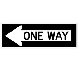 Rectangular 18" X 6" Sharp Corner One Way Sign