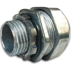 1/2" Zinc Plated Liquid Tight Straight Connector with Insulated Throat